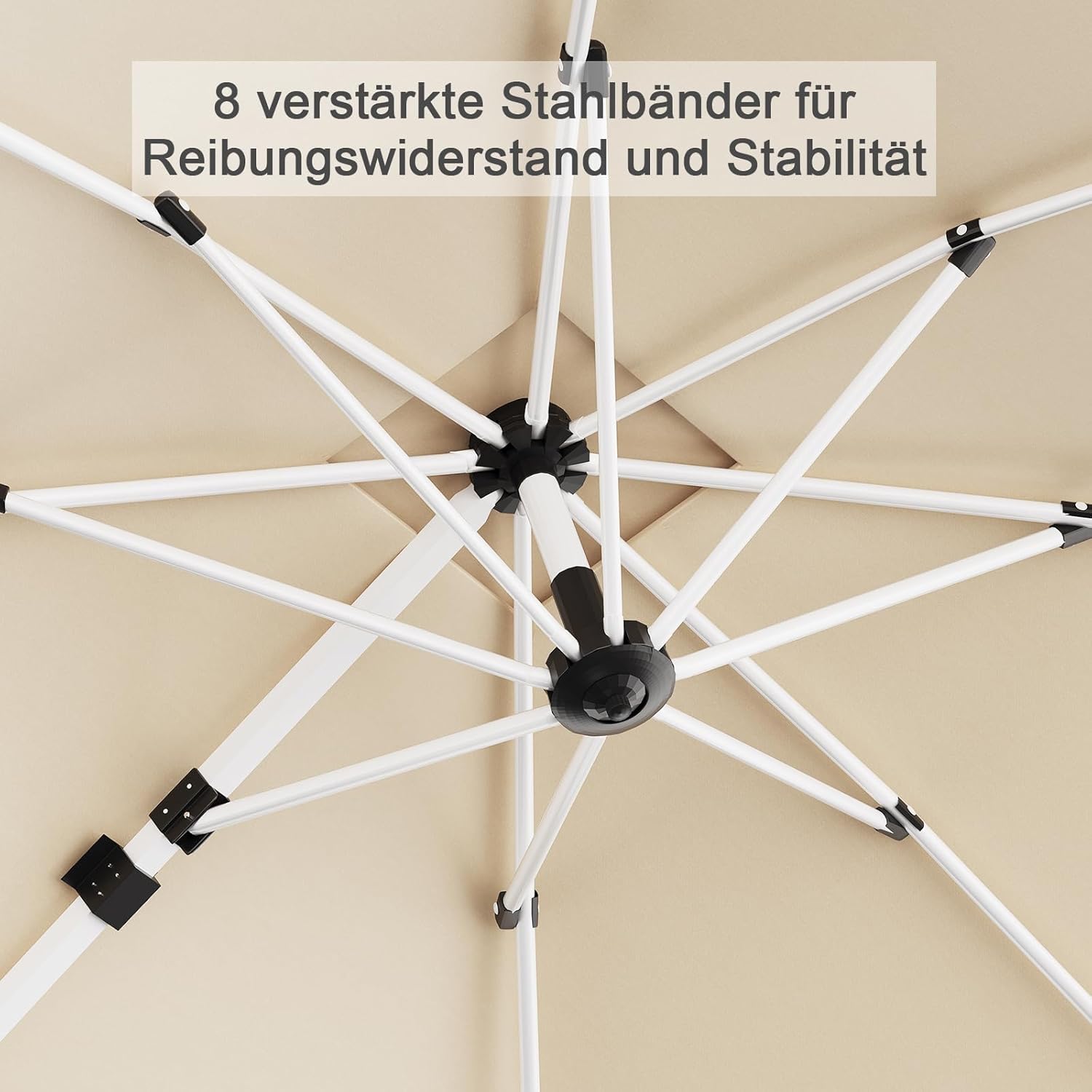 Devoko Sonnenschirm Balkon Alu Ampelschirm mit Abdeckung, Wasserabweisend Gartenschirm mit Kurbel,Sonnenschutz UV50+,360°Rotation
