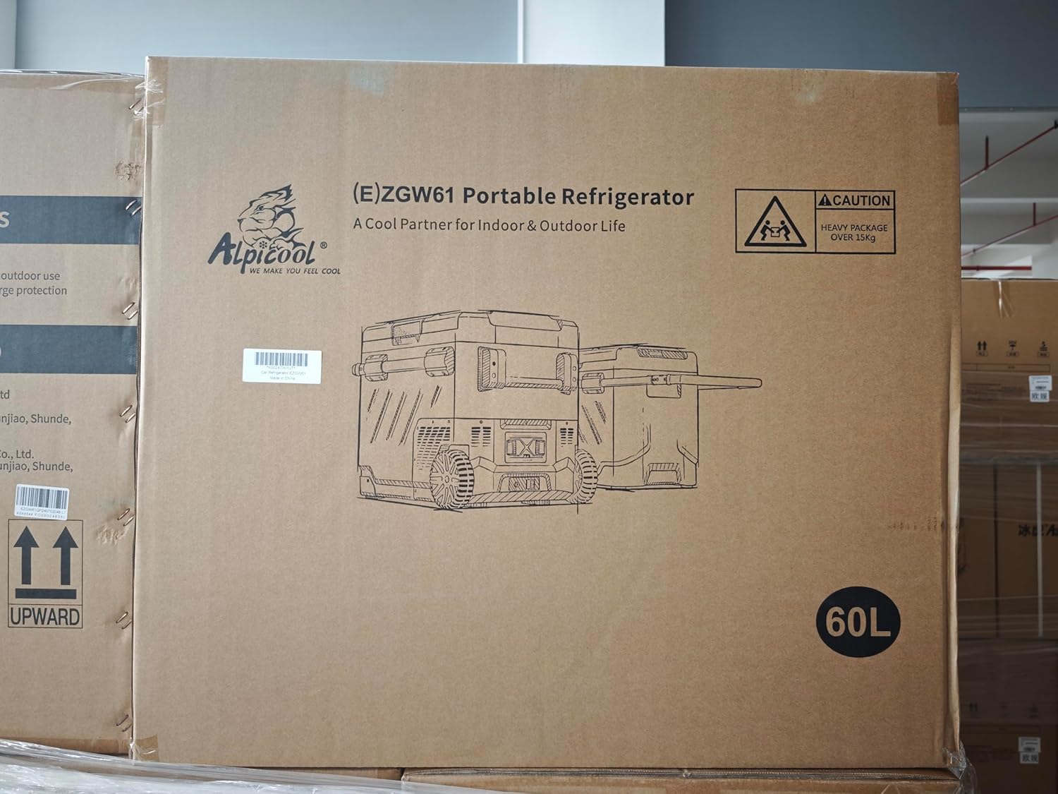 Alpicool 58 Liter Kompressor Kühlbox Tragbarer, Kühlbox Auto Mit APP-Steuerung, 12V/24V DC 100-240V AC Kühlschrank für Auto,Camping,Fahrten,Lkw, Boot,Zwei Zonen,-20℃-20℃