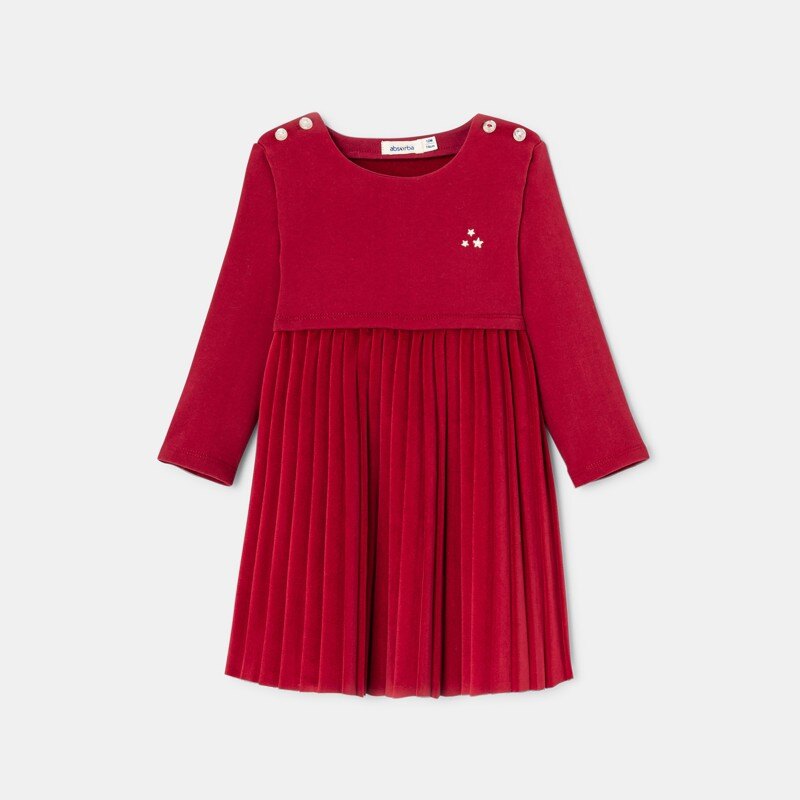 Robe bi-matière en molleton et velours rouge bébé fille Absorba Rouge