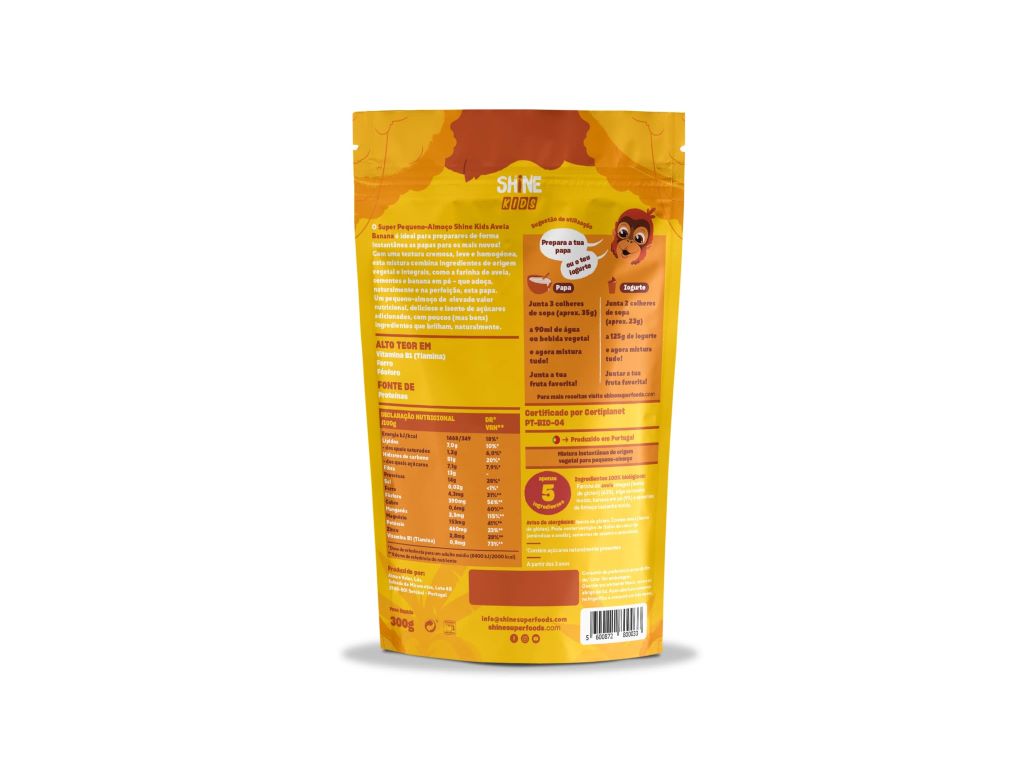 MIX PEQUENO ALMOÇO SHINE KIDS BANANA BIO 300G