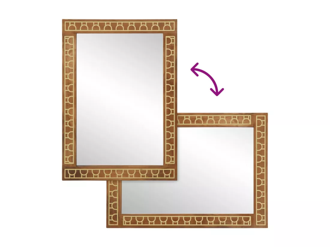 Miroir de bain 50x70x2,5 cm bois de manguier massif et verre