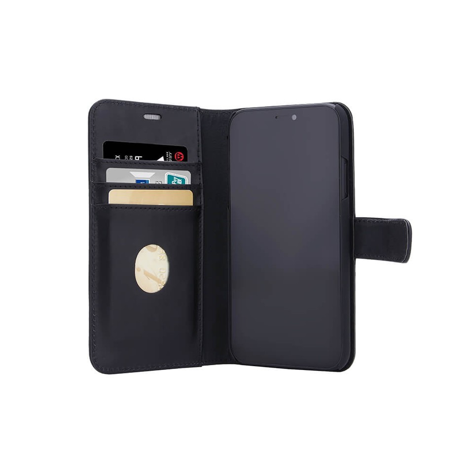 RadiCover - Strålingsbeskyttelse Mobilewallet Læder iPhone 12 Mini Exclusive 2in1 Magnetcover - Sort