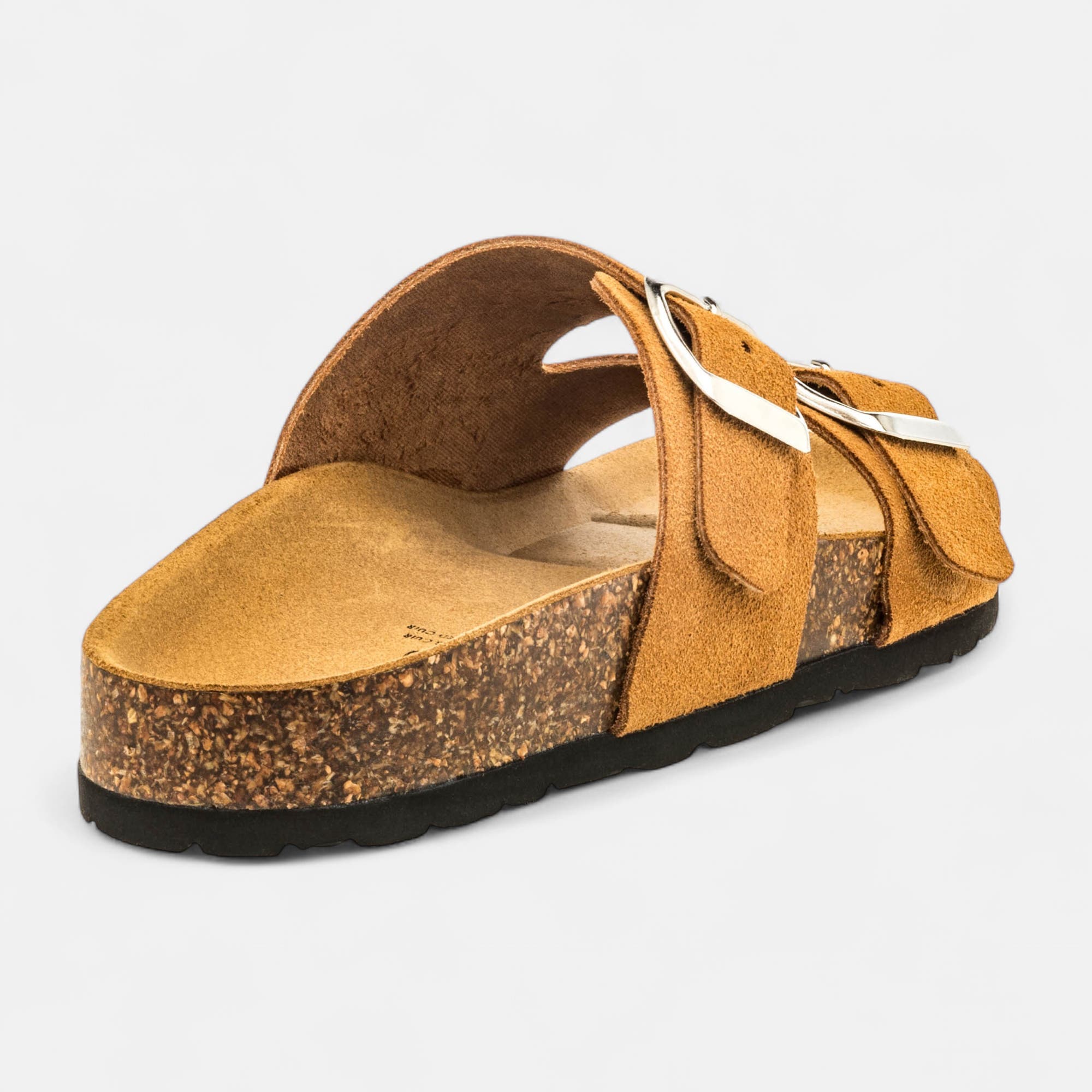Mules semelle liège Femme en cuir camel