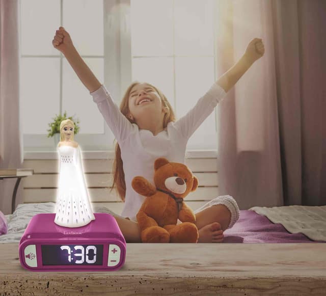 Vækkeur med natlys 3D-design Frozen Elsa og lydeffekter