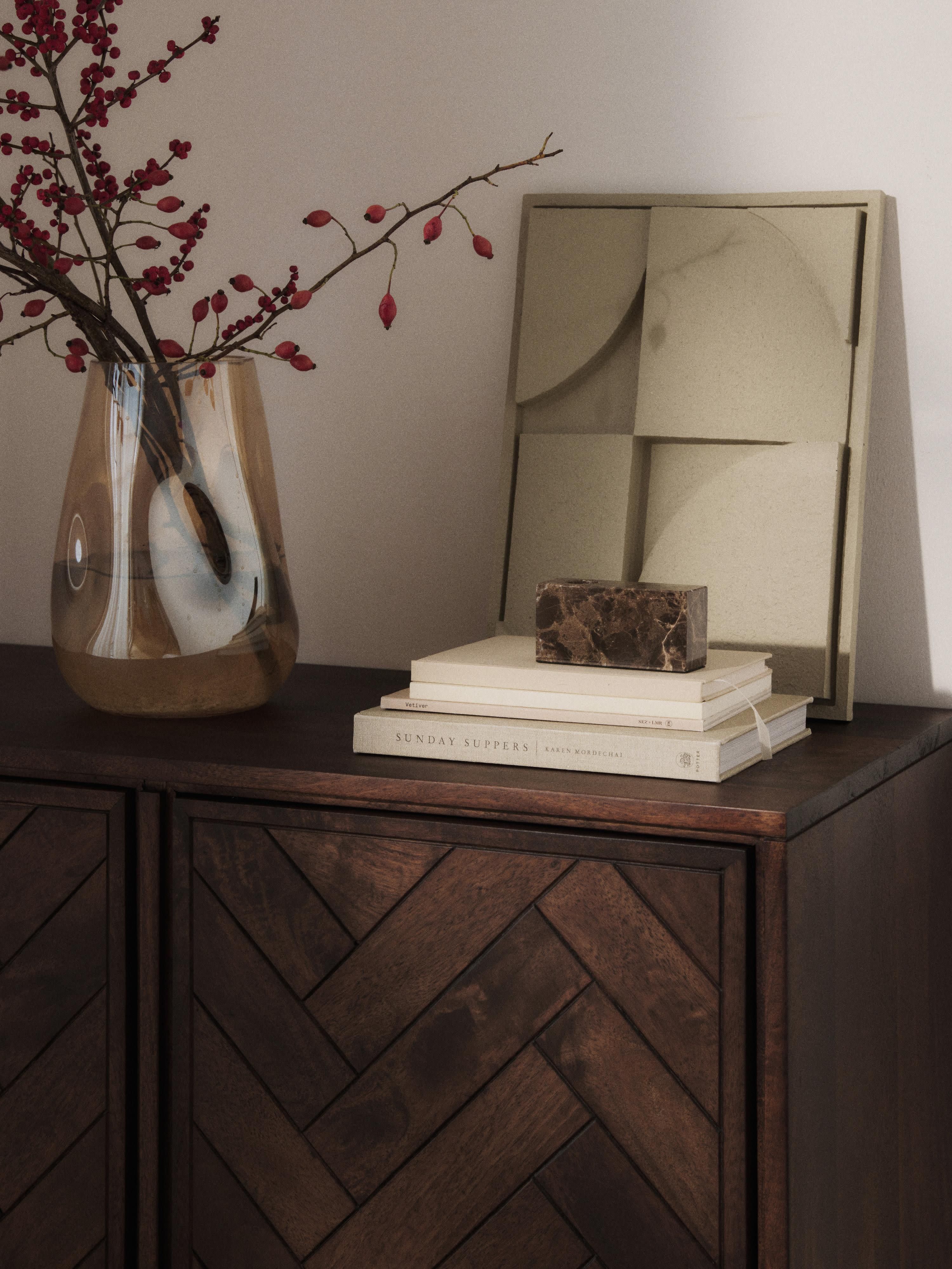 Dressoir Luca van mangohout met visgraatpatroon