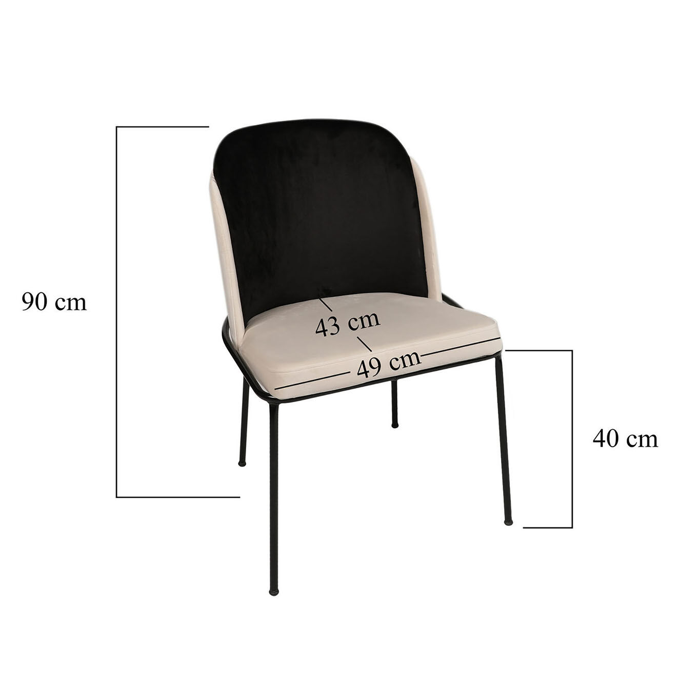 Homitis 4 chaises dore noires - 54x86x55 cm