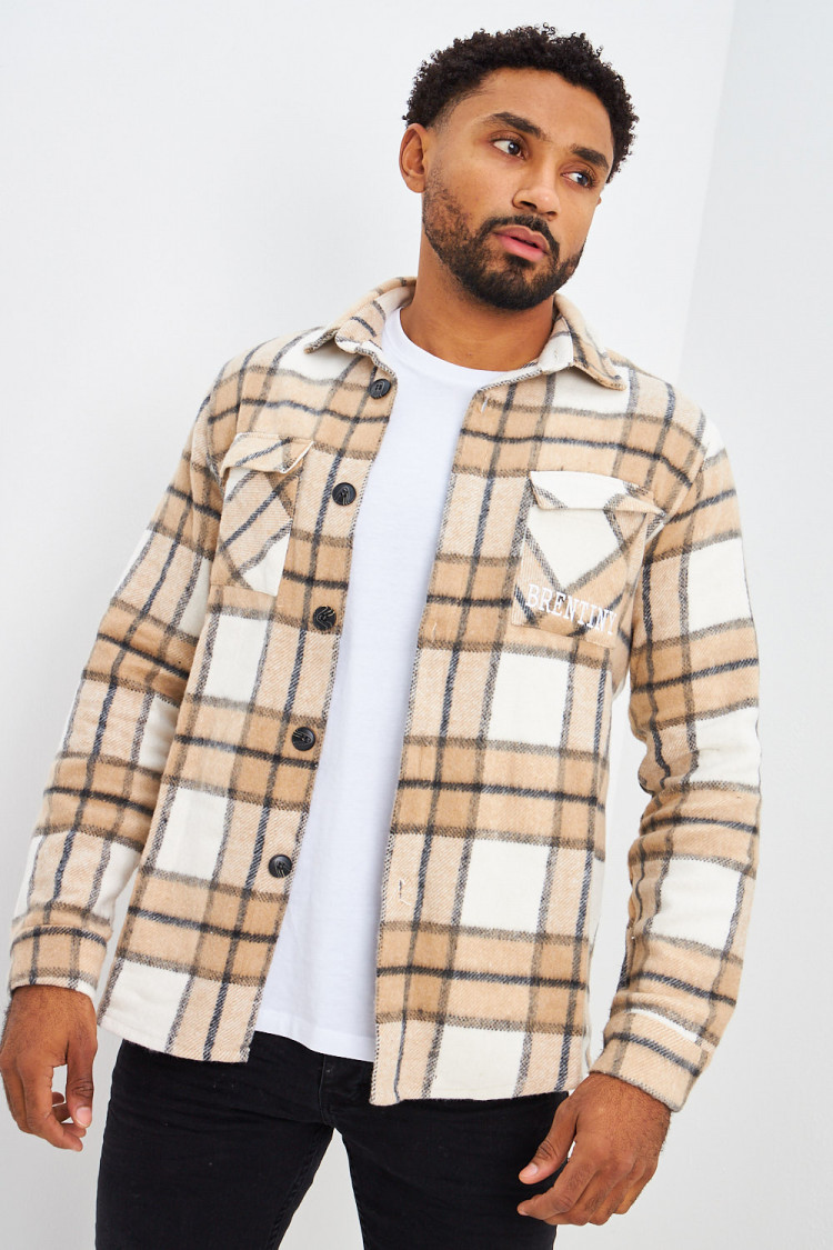 Surchemise Brentiny beige à carreaux