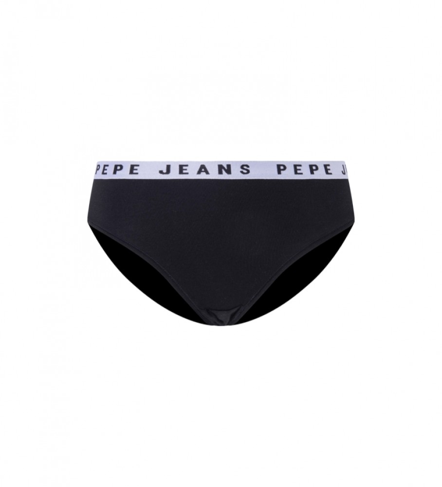 Cueca clássica Pepe Jeans com estampa do logo, preta.