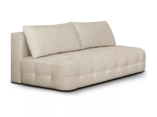 Canapé convertible 3 places avec coffre de rangement en tissu chenille beige - Léo