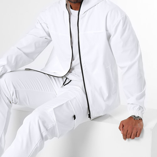 Ensemble Veste Zippée Capuche Et Pantalon Cargo 1070521 Blanc