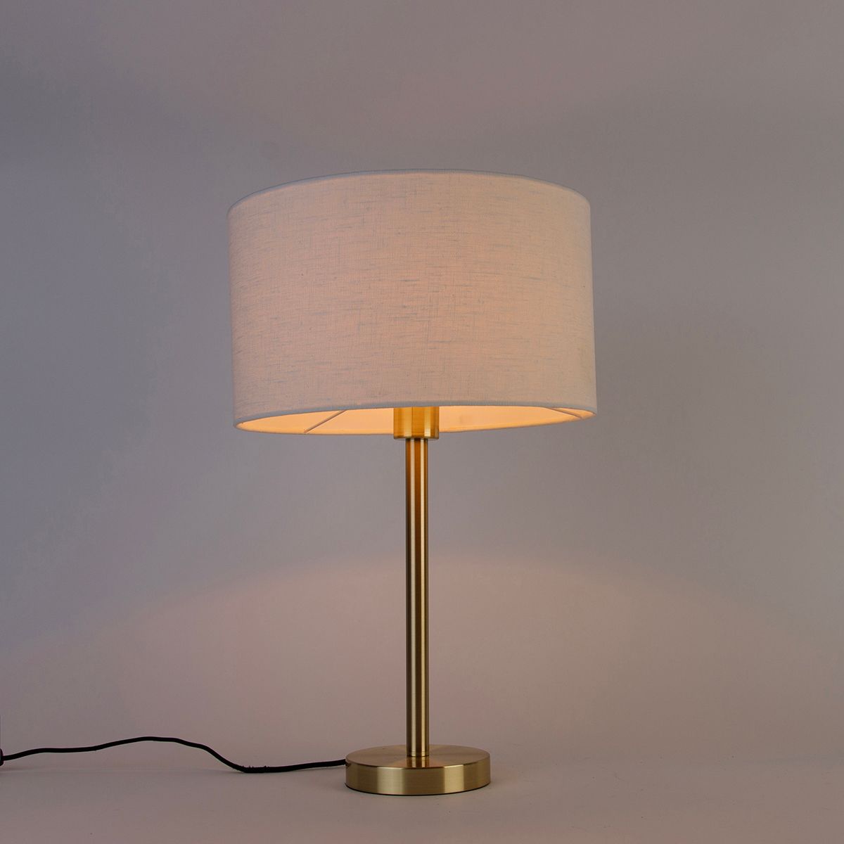 Klassieke tafellamp messing met kap wit 35 cm - Simplo