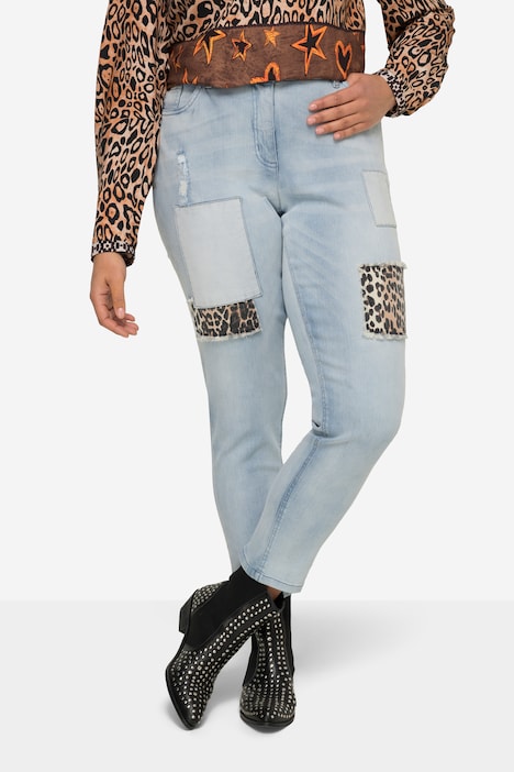 7/8-Jeans, Slim Fit, Leo-Patches, 5-Pocket