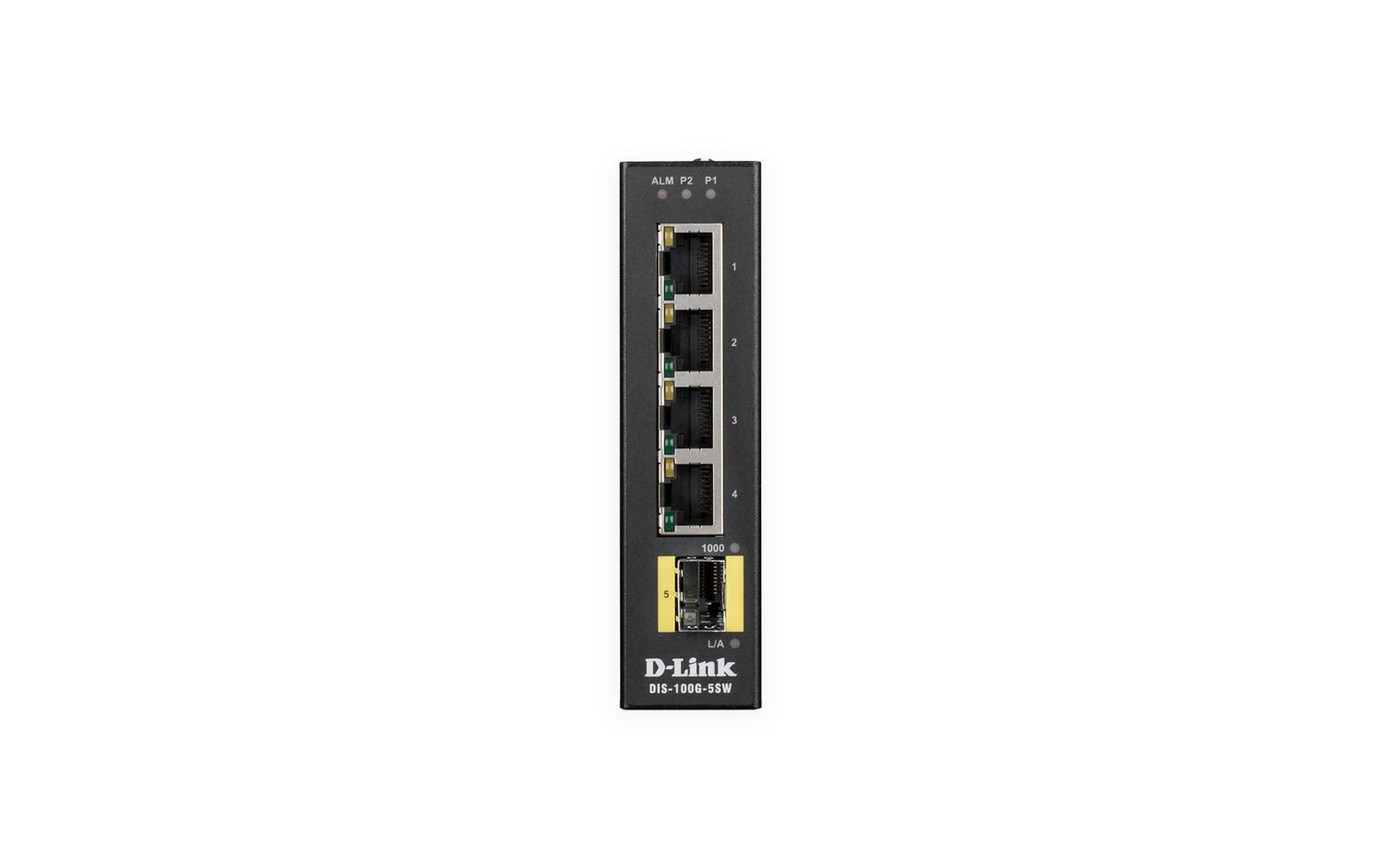 Rail Switch DIS-100G-5SW 5 Port<br>Industrial Unmanaged Switch