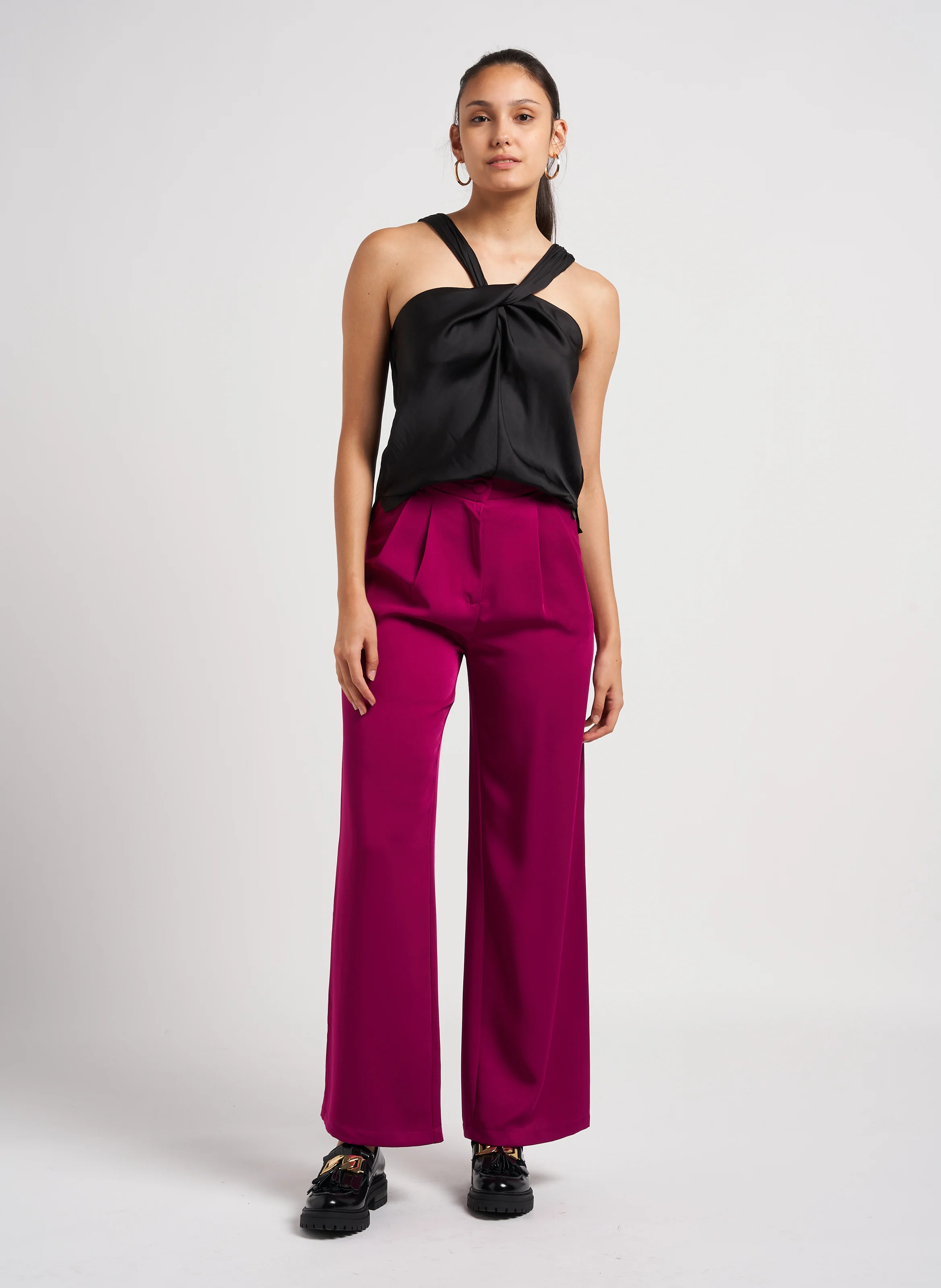 EGU - Pantalon de tailleur large et fluide| Rose