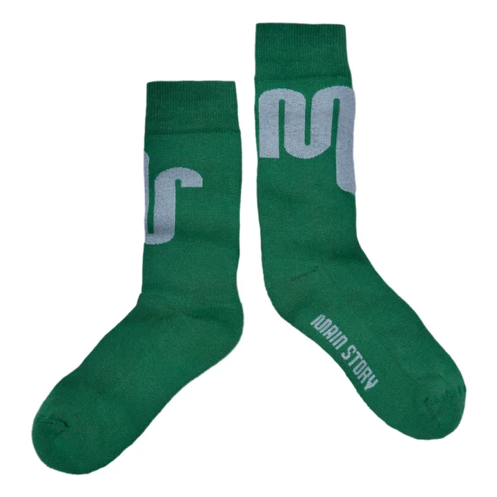 Main Story Chaussettes Logo Coton Bio | Vert foncé