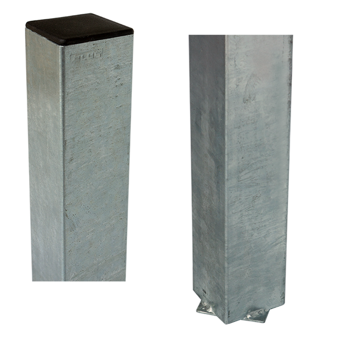 Gegalvaniseerde stalen paal, vierkant 8x8x186cm - voor betonnering in
