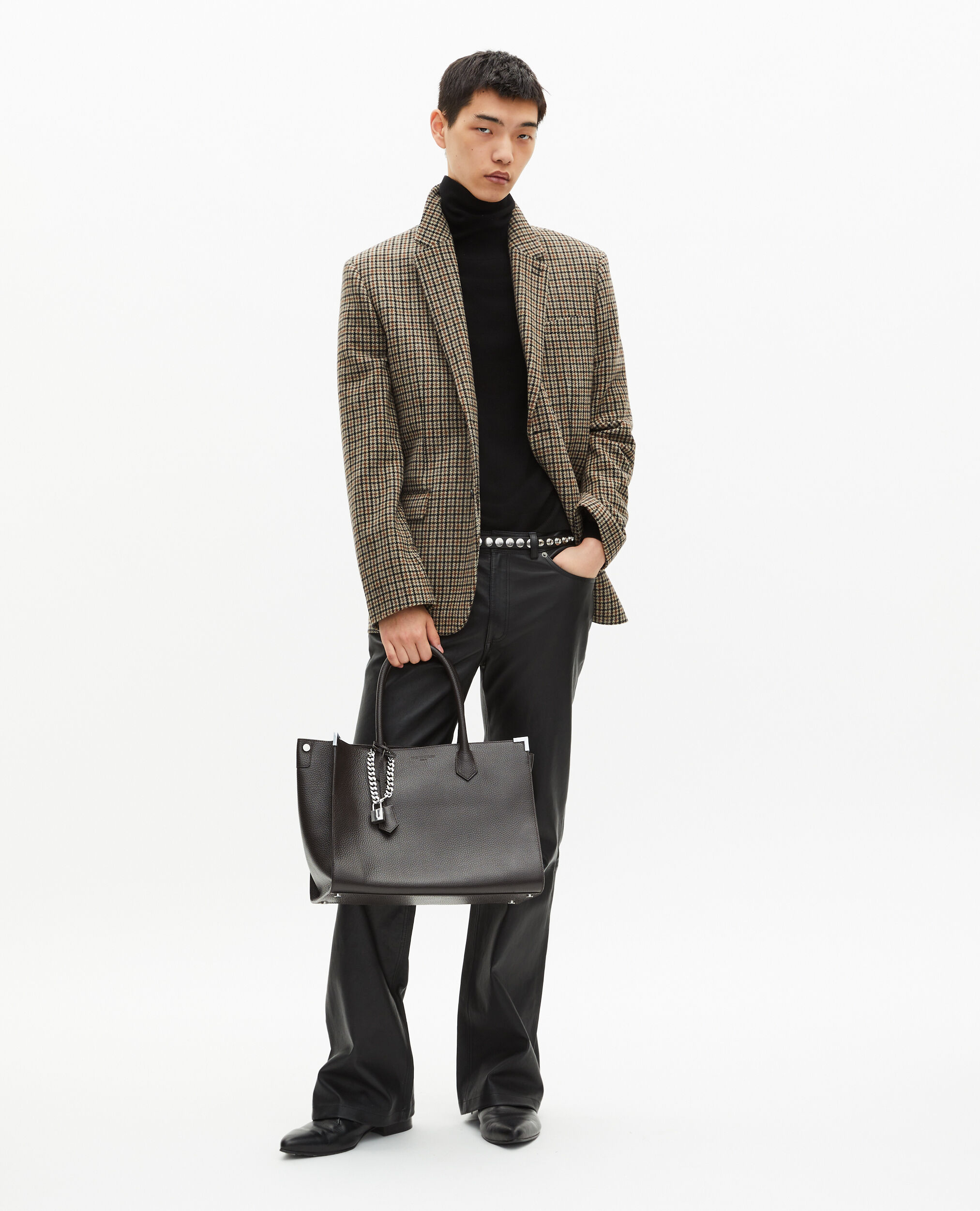 Veste en pied de poule marron et noire