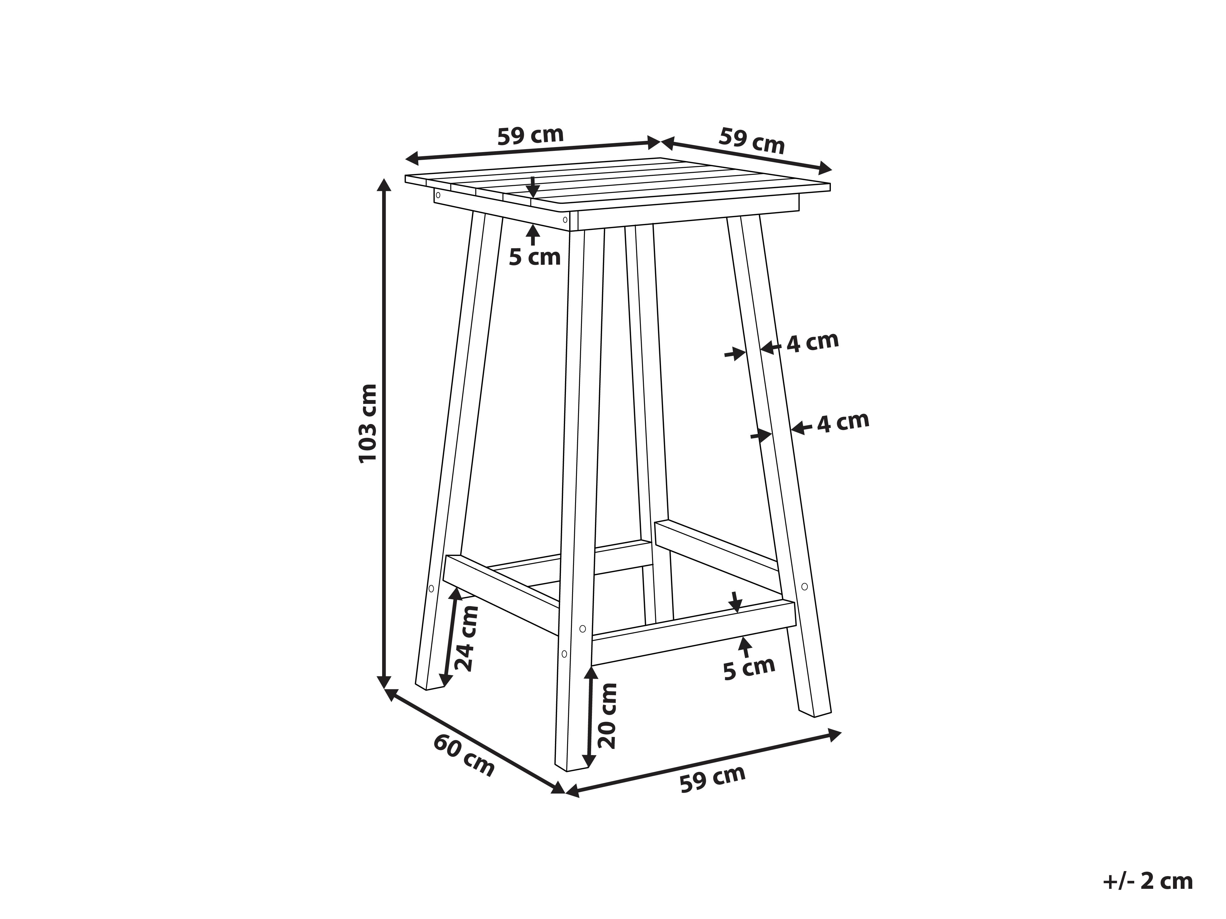 Tuin bartafel ADIRONDACK 60 cm 59 cm Synthetisch materiaal Donkergrijs