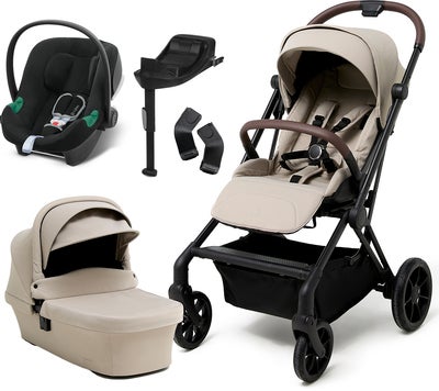 Beemoo Pro Twist Duovogn Inkl. Cybex Aton B2 Babybilstol & Base, Latte Beige/Volcano Black