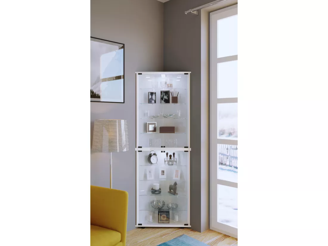 Bois Verre Vitrine d'angle Jecka