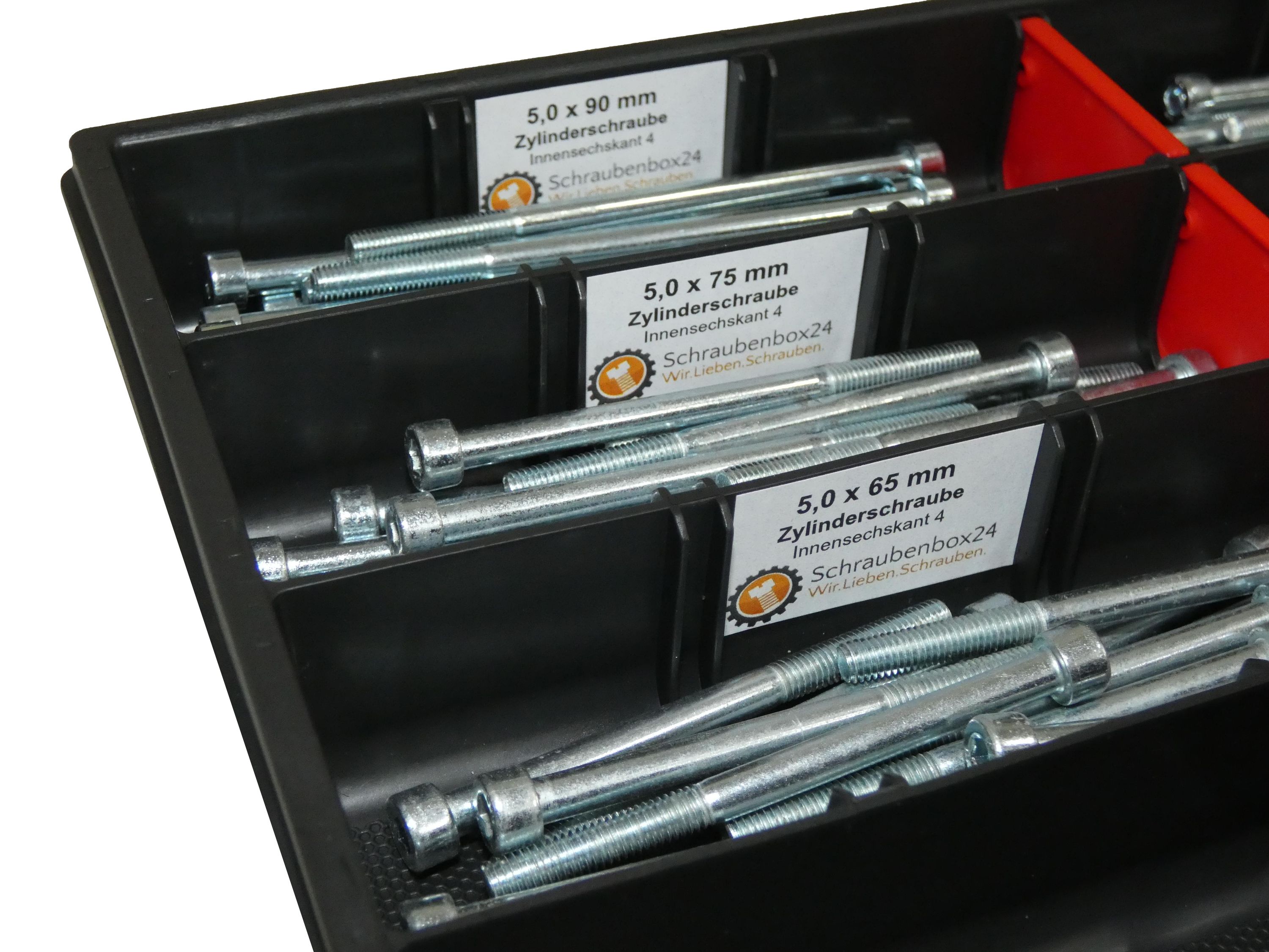 90 tlg Zylinderschrauben SortimentM5 // 65mm-100mm Schrauben Set Schraubenbox DIN 912/ISO4762 Bolzen Vollgewindeschrauben Maschinenschrauben Gewindeschrauben Zylinderkopfschrauben