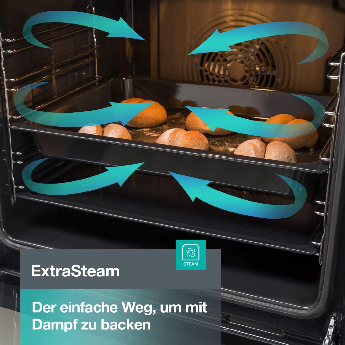 Gorenje GECS5C70XPA Elektro-Standherd mit Glaskeramik-Kochfeld / 50cm / 70 Liter/GentleClose/Schnellaufheizung/AirFry/ExtraSteam/Pizzamodus 300°C/Teleskopauszüge/AquaClean/BräterZone/schwarz