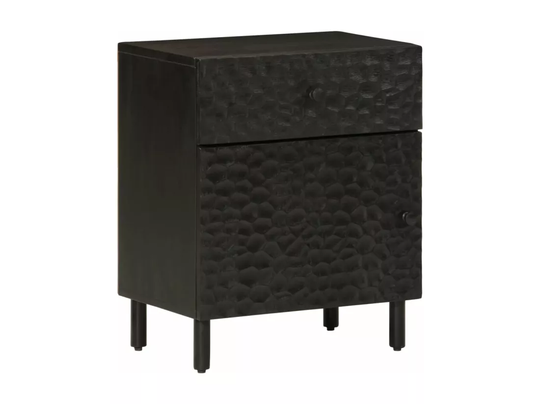 Prolenta Premium - Table de chevet noir 50x33x60 cm bois de manguier massif