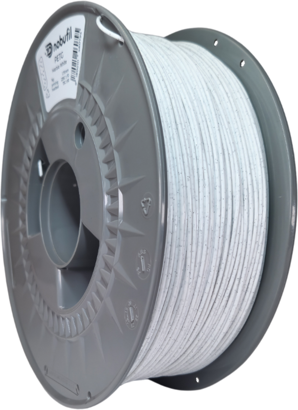 Nobufil  PETG Marble White, 1,75 mm / 1000 g    Leicht zu druckendes PETG Filament aus recyceltem Kunststoffabfall