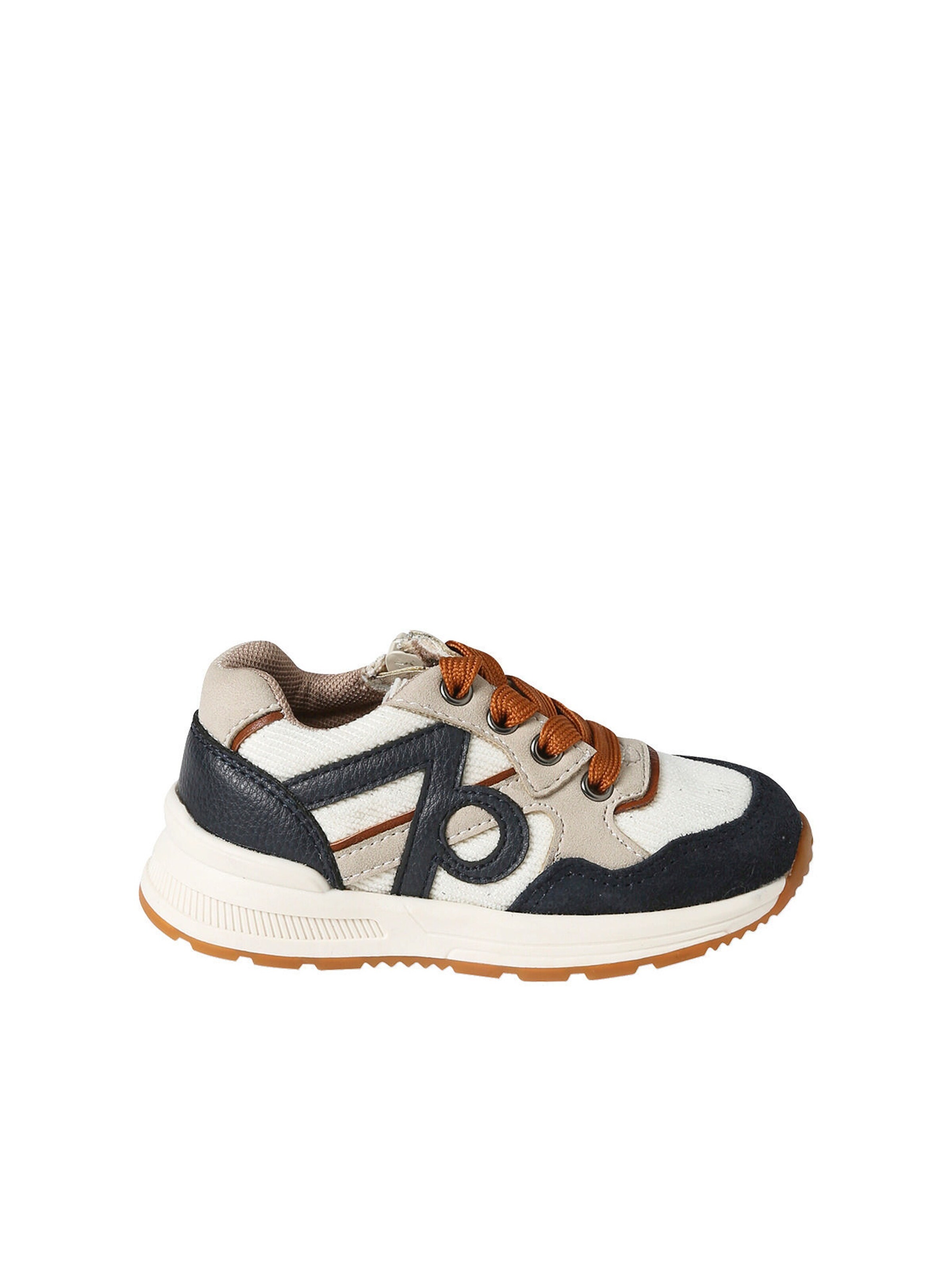 Vertbaudet Baby Sneakers mit Reißverschluss weiß/marine/braun