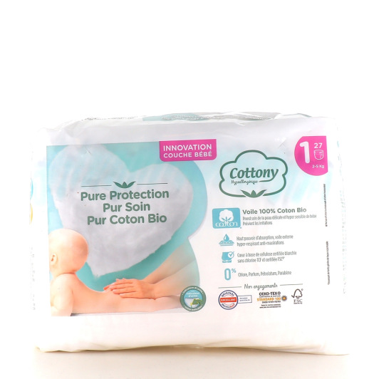 Couches bébé en coton biologique Cottony