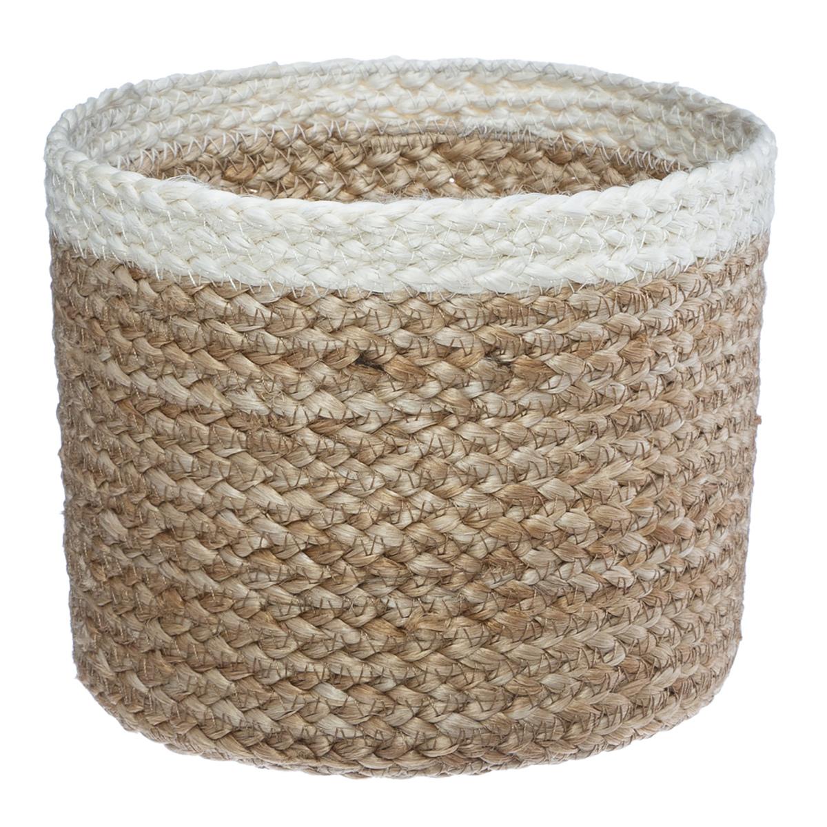 PETIT PANIER JUTE BLANC D.19X14.5CM
