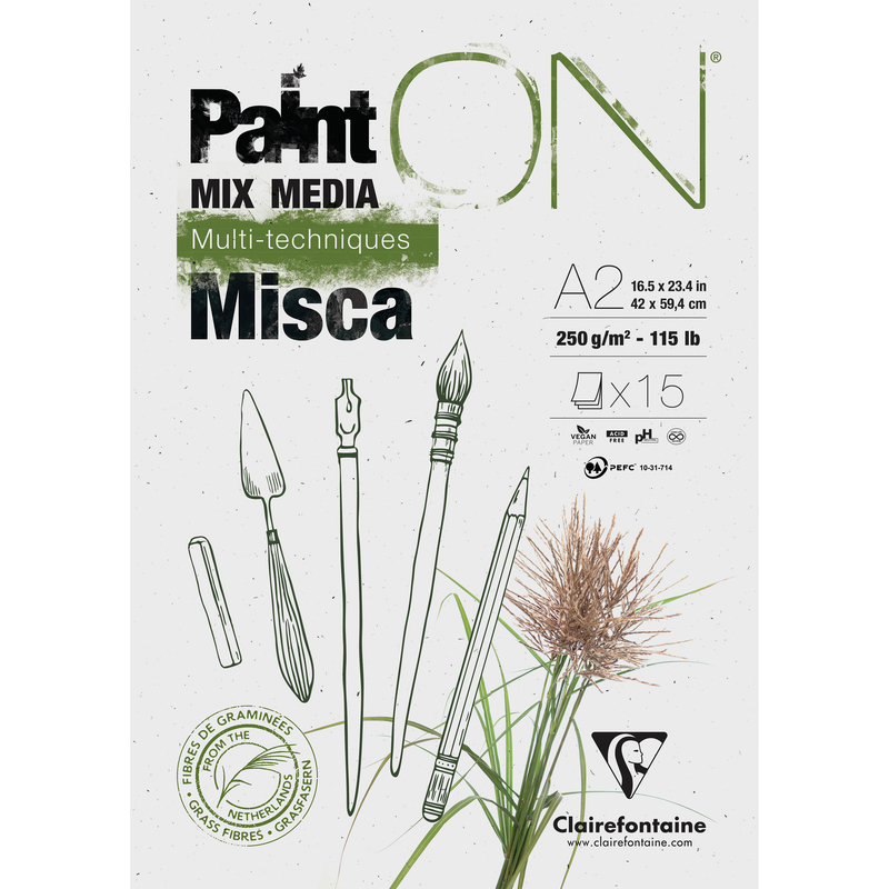 Clairefontaine Paint'ON Misca Zeichenblock, A2, blanco