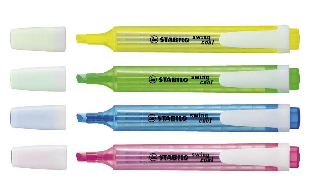 Textmarker Swing Cool 4 Stück4 Leuchtmarkierer in praktischer Tasche mit Clip-Verschluss