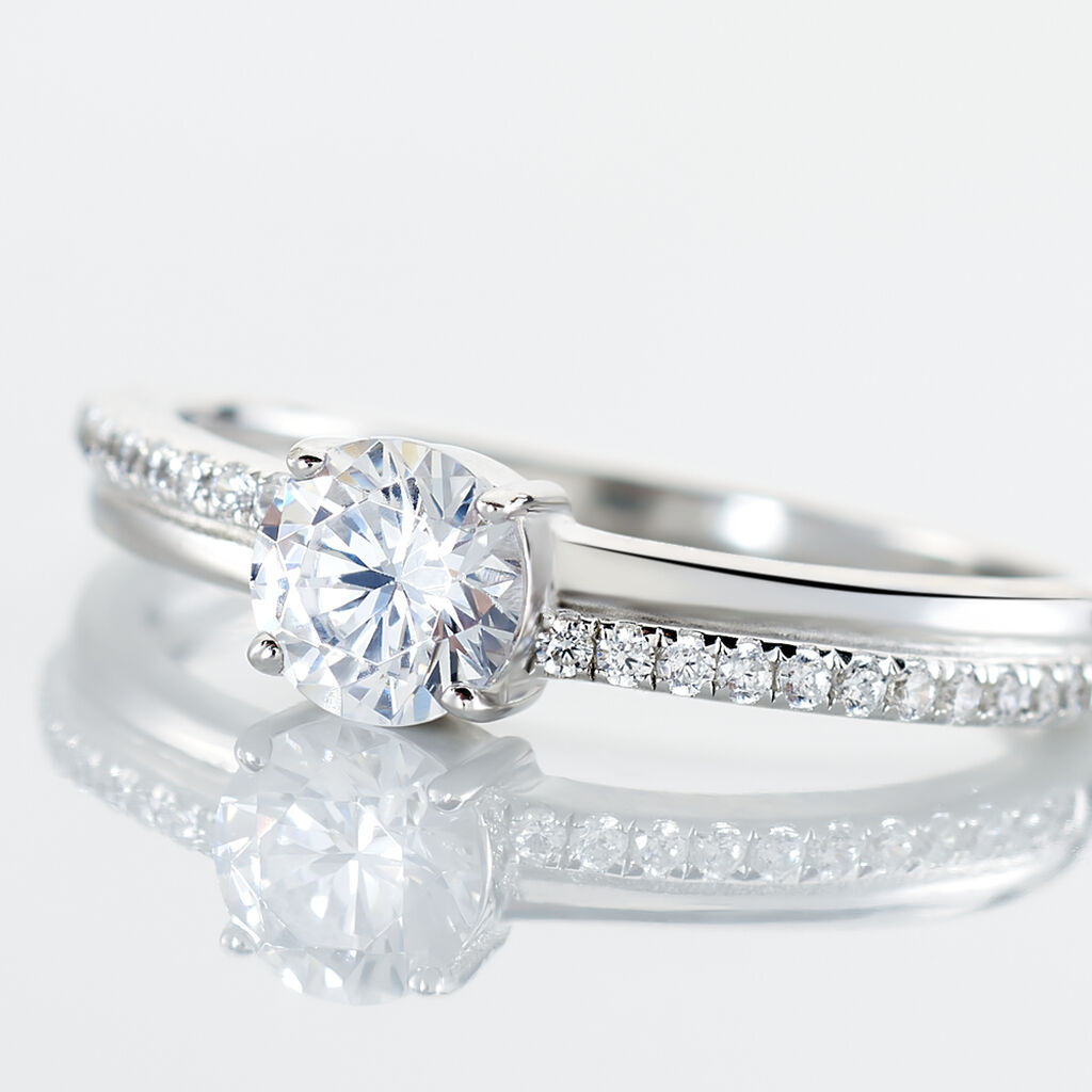Bague Solitaire Sade Argent Blanc Oxyde De Zirconium