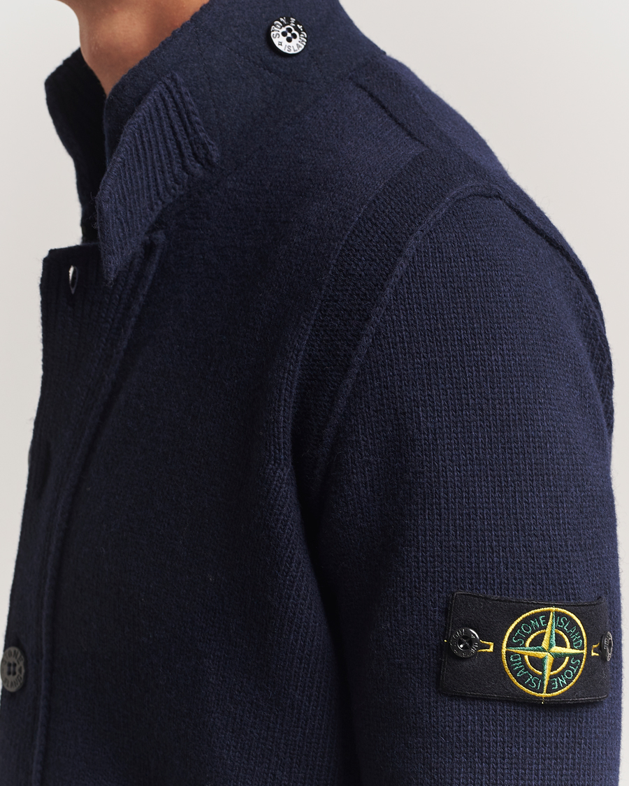 Stone Island Knitted Lambswool Zip Cardigan Navy