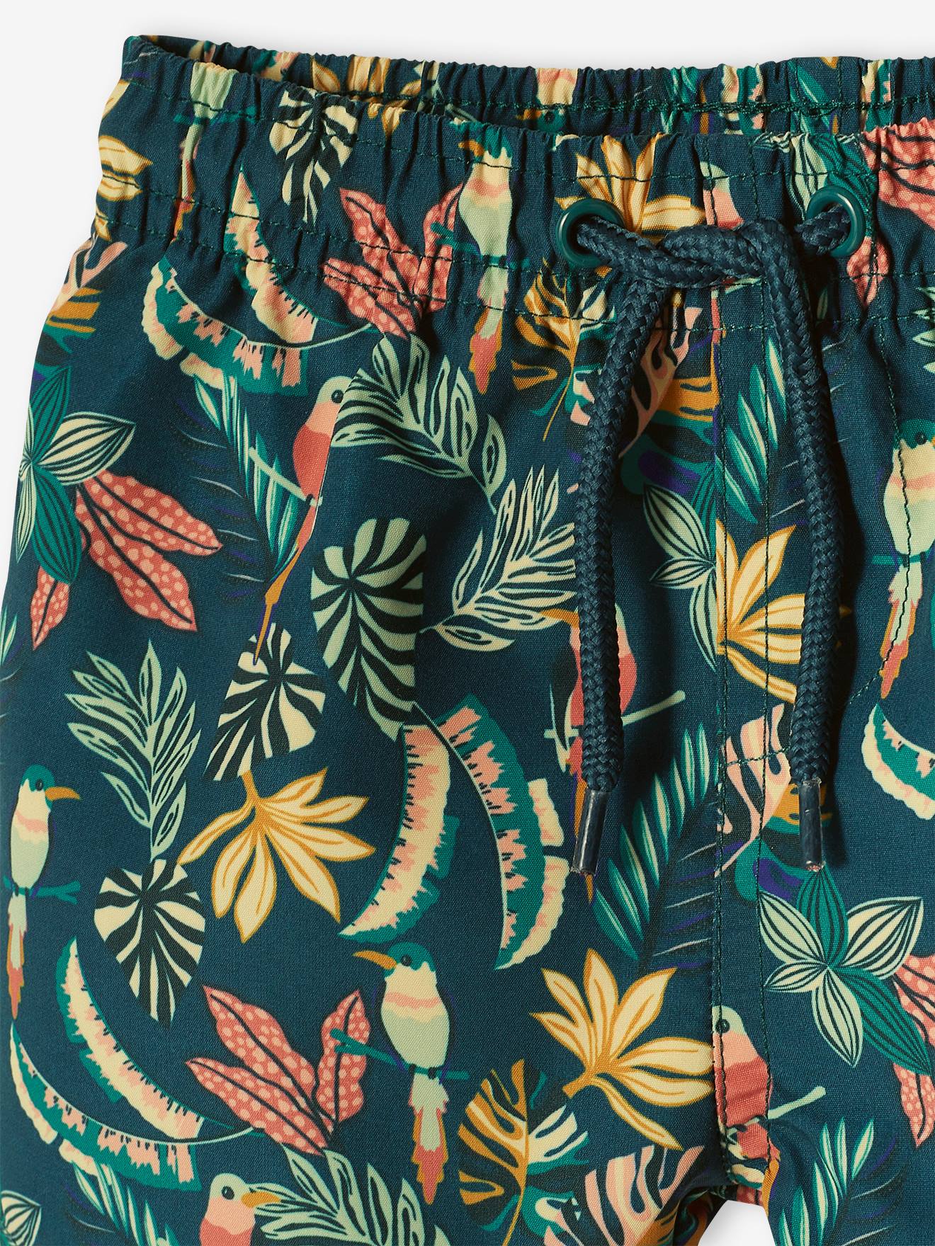 Calção de banho verde estampado para bebê menino