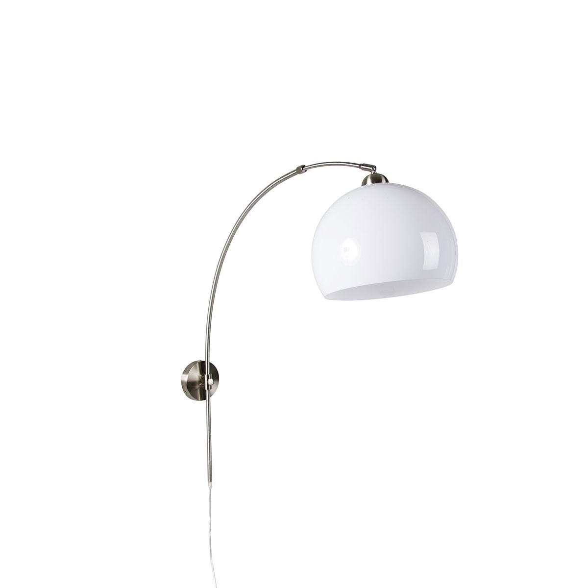 Smart wandbooglamp staal met witte kap incl. Wifi A60 - Bow