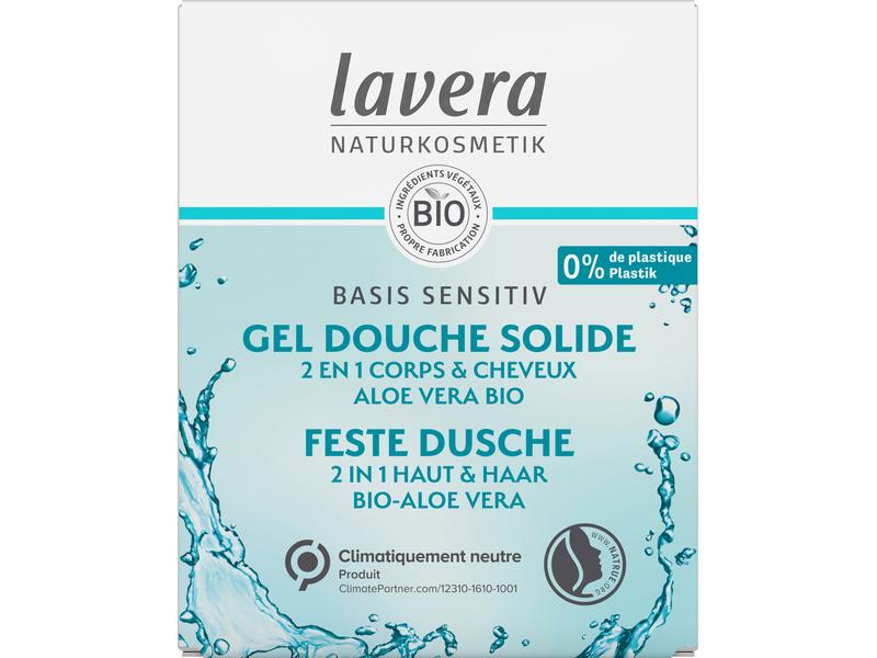 Lavera Festes Duschmittel 2 in 1 Haut & Haar basis sensitiv Natürliche und feste Pflegedusche für Körper und Haar