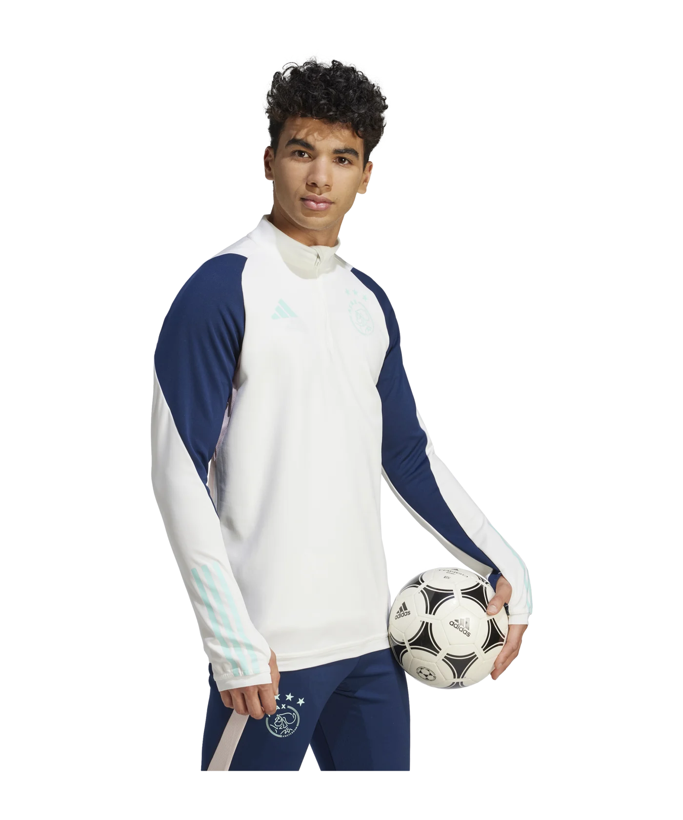 adidas Ajax Amsterdam HalfZip Sweatshirt Kids Weiss