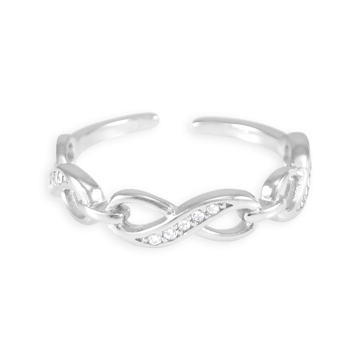 Bague en argent 925 rhodié avec oxydes de zirconium