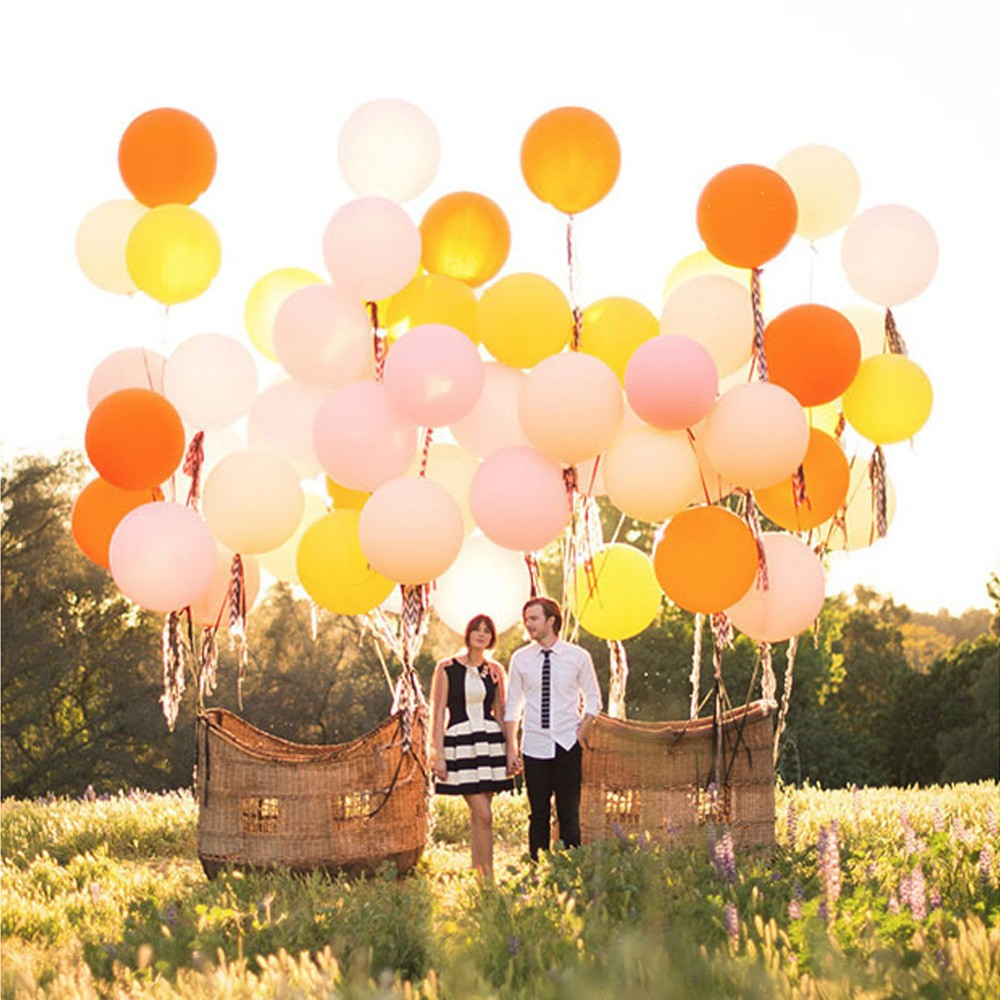 (5er Set) Ø90cm XXL Party Deko Ballons Latex Luftballons Extragross - Weiss