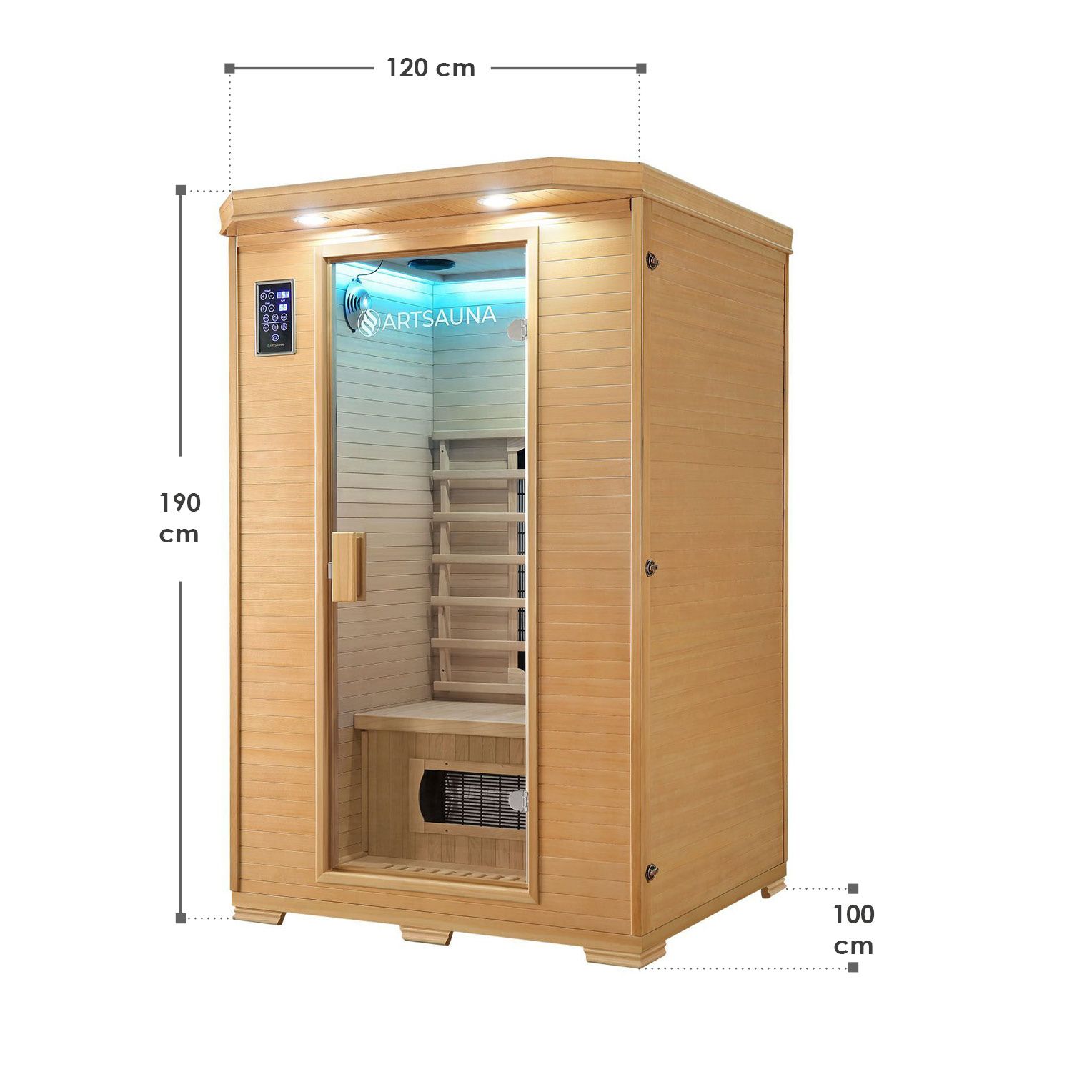 Artsauna Infrarotkabine Wärmekabine Oslo mit Keramikstrahlern & Hemlockholz