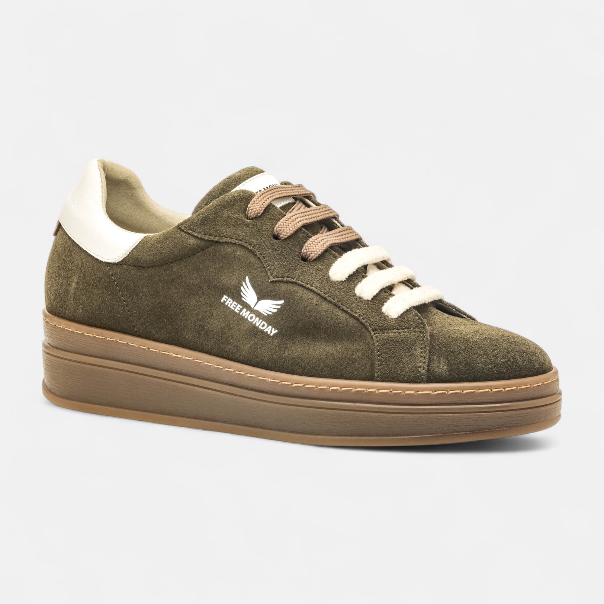 Baskets basses Femme en cuir kaki