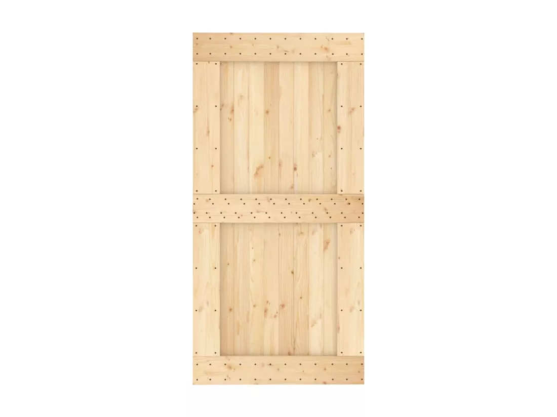Porte coulissante et kit de quincaillerie 100x210 cm pin massif