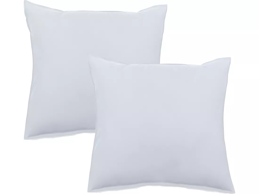Lot De 2 Taies D’oreiller Pur Coton Teint Lavé 63 Fils/cm² Vent Du Sud - Neige - 65 X 65 Cm