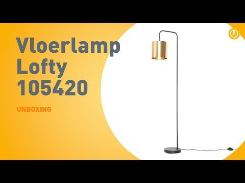 Moderne vloerlamp zwart met goud - Lofty