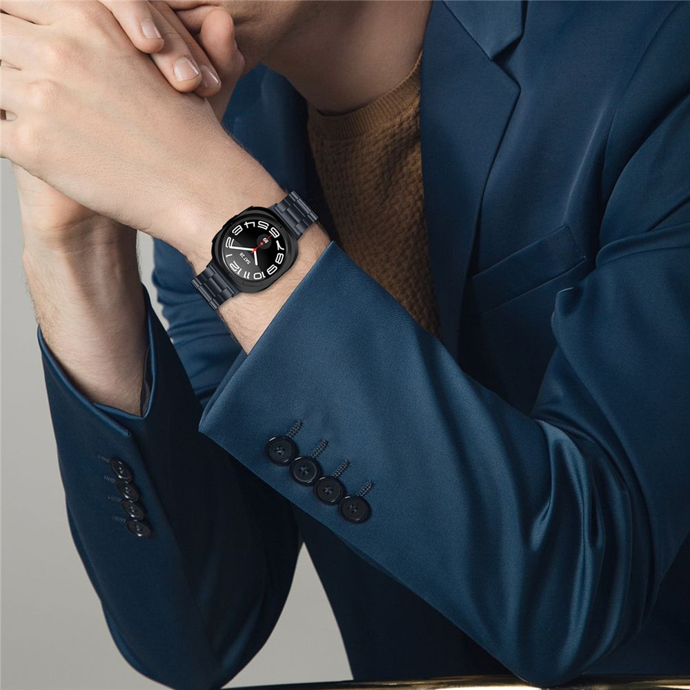 Samsung Galaxy Watch 8 (40mm) Edelstahl Armband mit Gliederunterteilung und Faltschliesse - Dunkelgrau