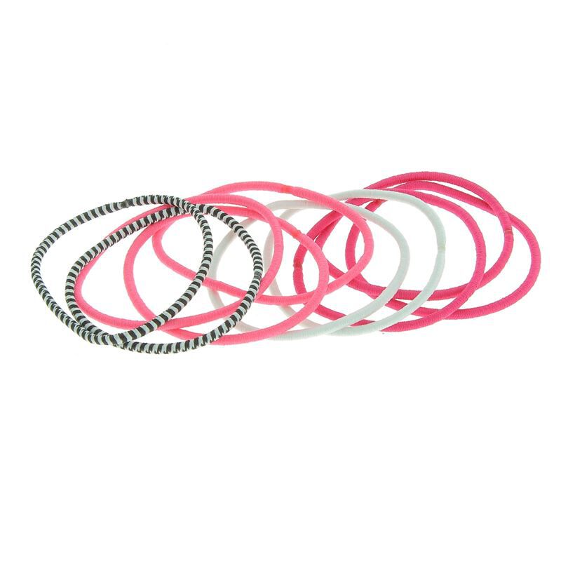 Elastiques colorés fins rose, blanc, noir