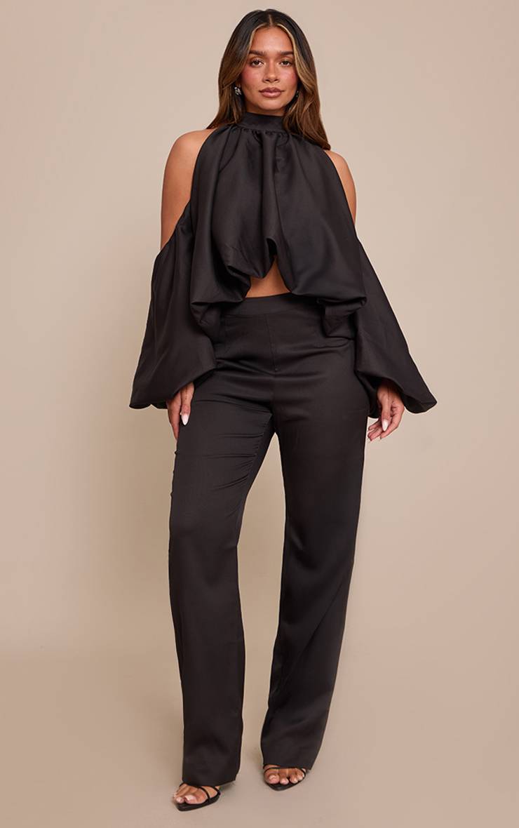Noir Pantalon Droit Ajusté Shape Ensemble Coordonné