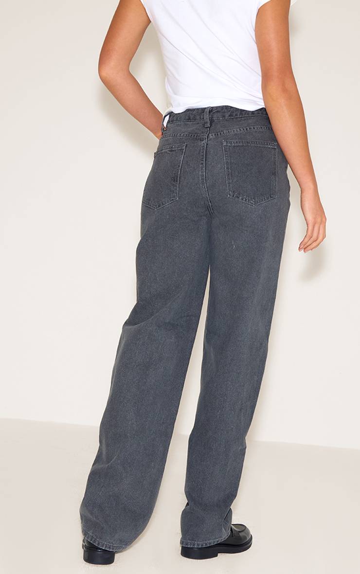 Washed Grey Jean Boyfriend Taille Haute Tall